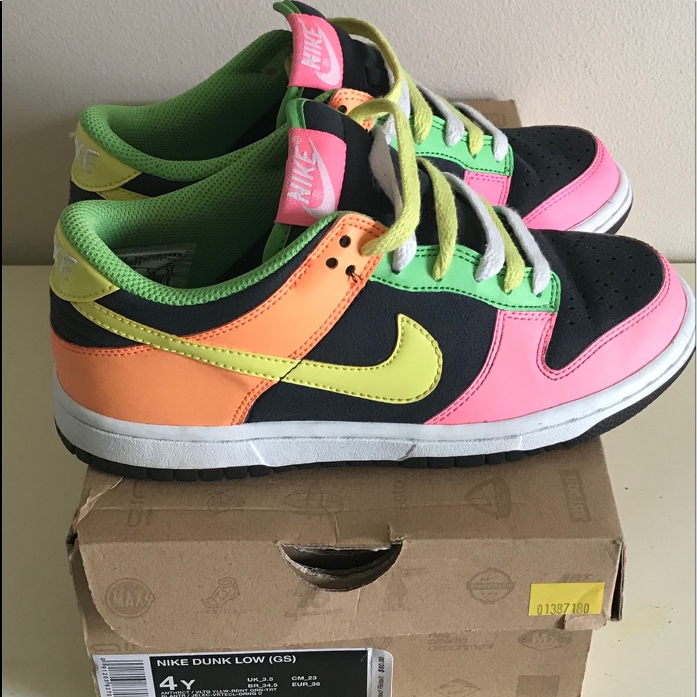Nike Dunks 4Y - pink/green/orange/black